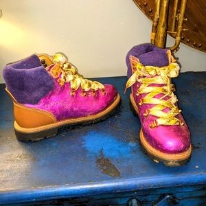 Vintage upcycled hiking boots